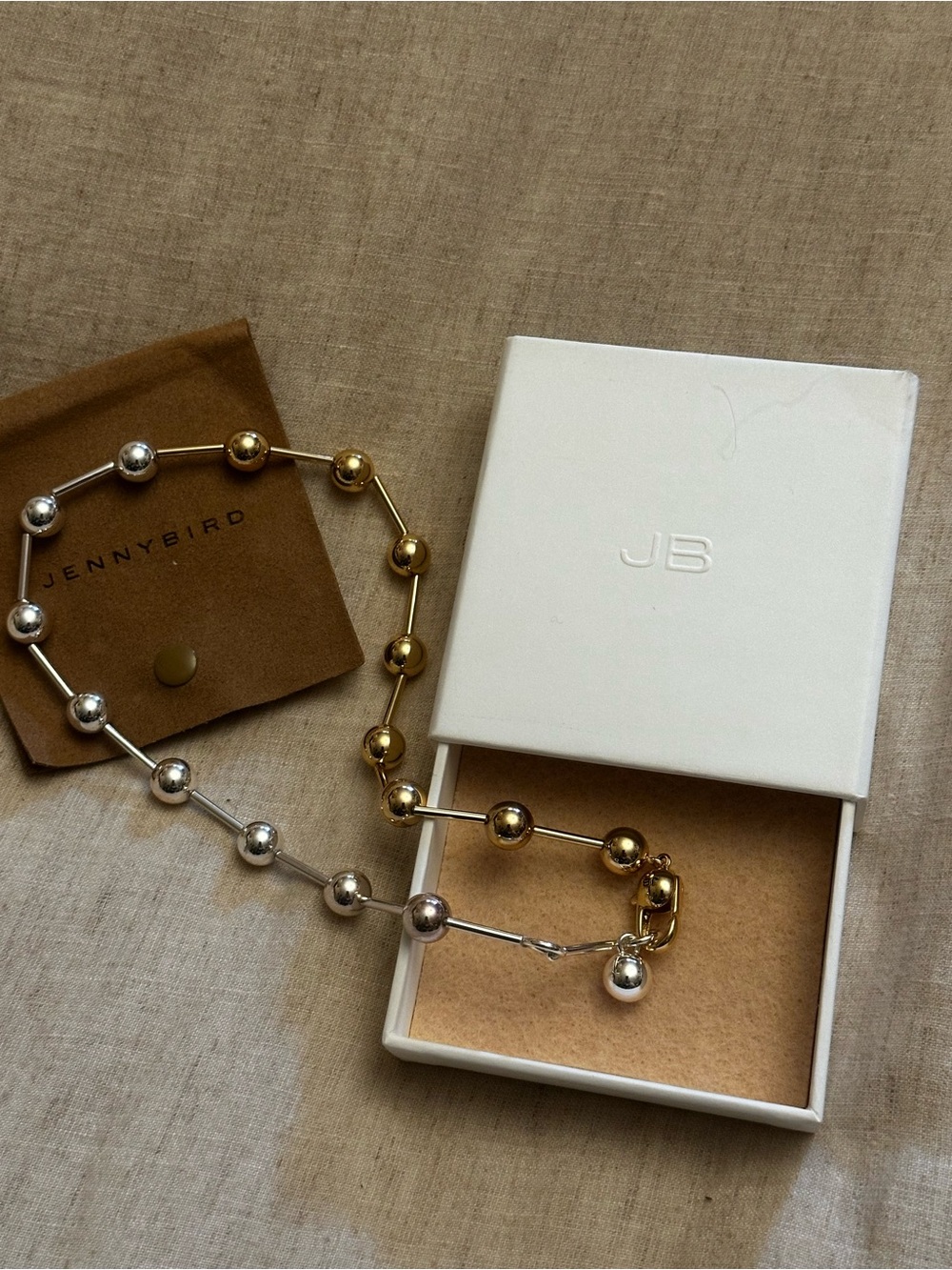 Jenny Bird Two-Tone Bead Link Necklace in Silver & Gold Tones